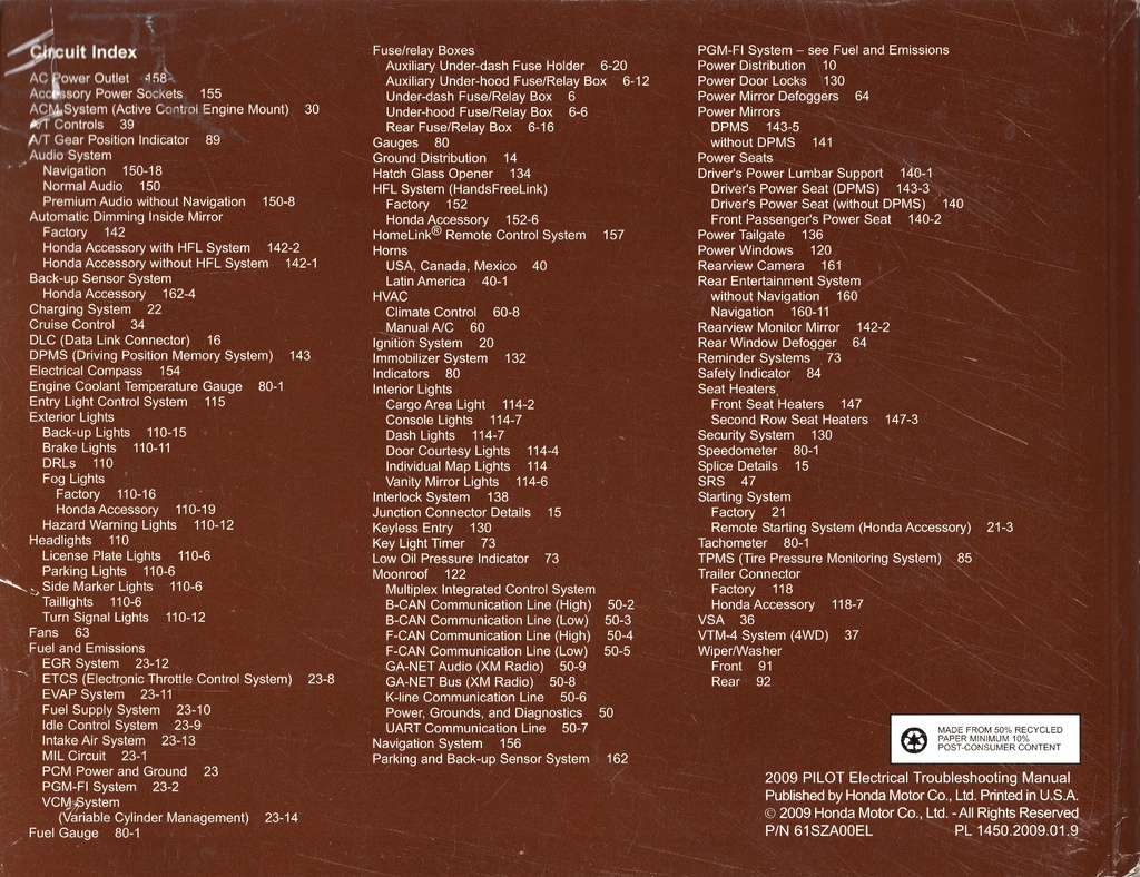 2009 Honda Pilot Electrical Troubleshooting Manual ETM (copy)