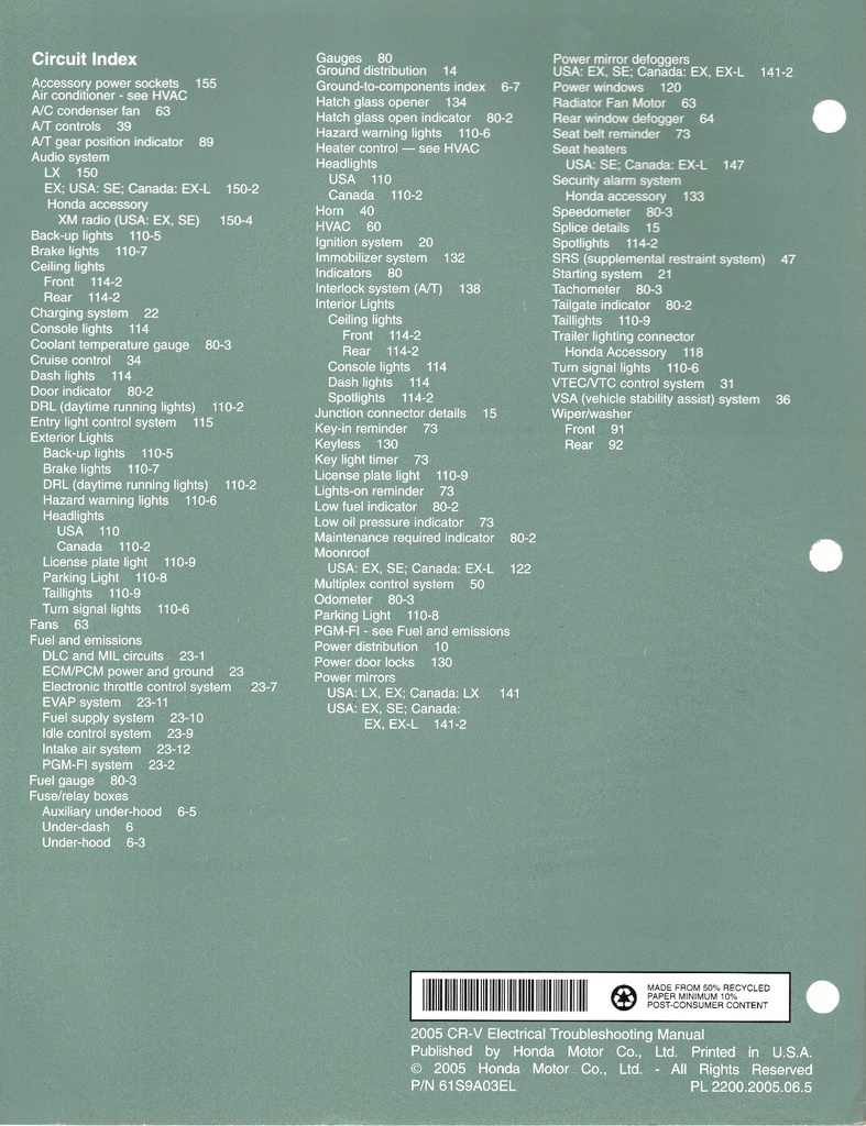 2005 Honda CR-V Electrical Troubleshooting Manual ETM (copy)