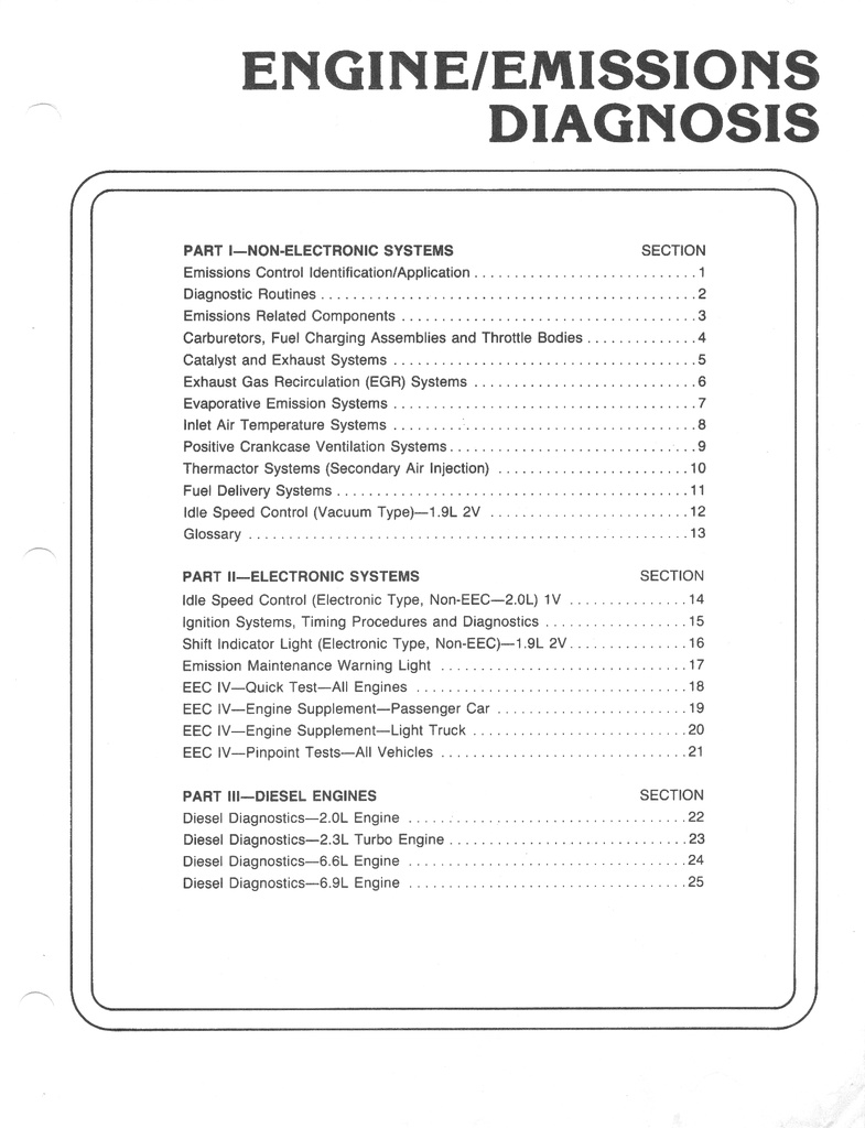 1986 Ford Car/Truck Engine/Emissions Diagnosis Shop Service Manual