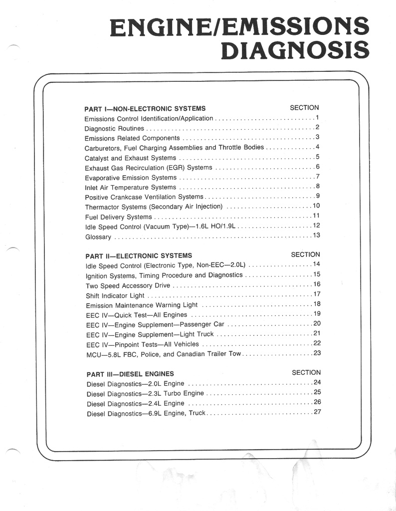 1985 Ford Car/Truck Engine/Emissions Diagnosis Electronics Shop Service Manual