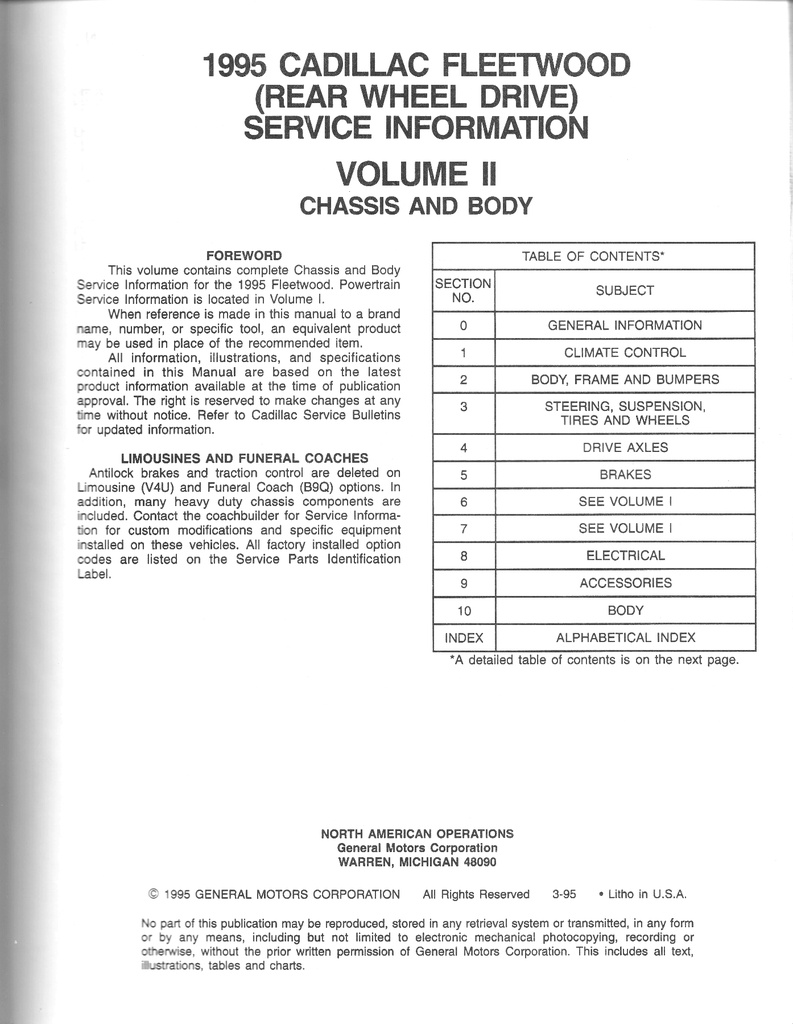 1995 Cadillac Fleetwood OEM Shop Service Repair Manual 2 Vol Set