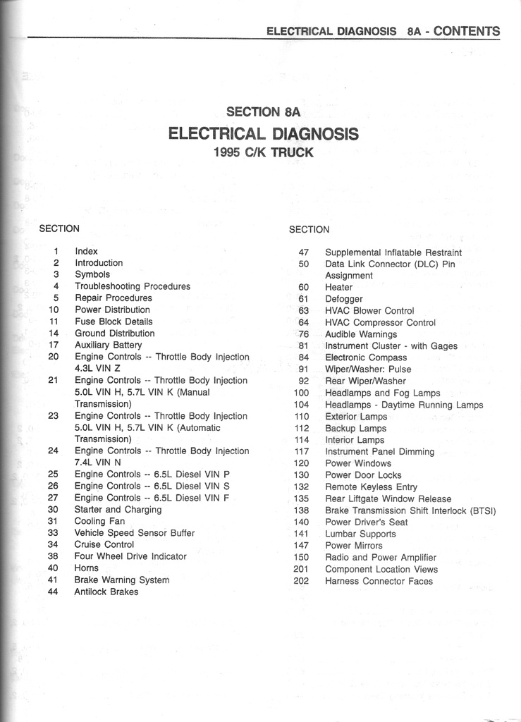 1995 Chevrolet/GMC C/K Pickup Suburban Blazer Jimmy Driveability, Emissions, and Electrical Diagnosis Manual