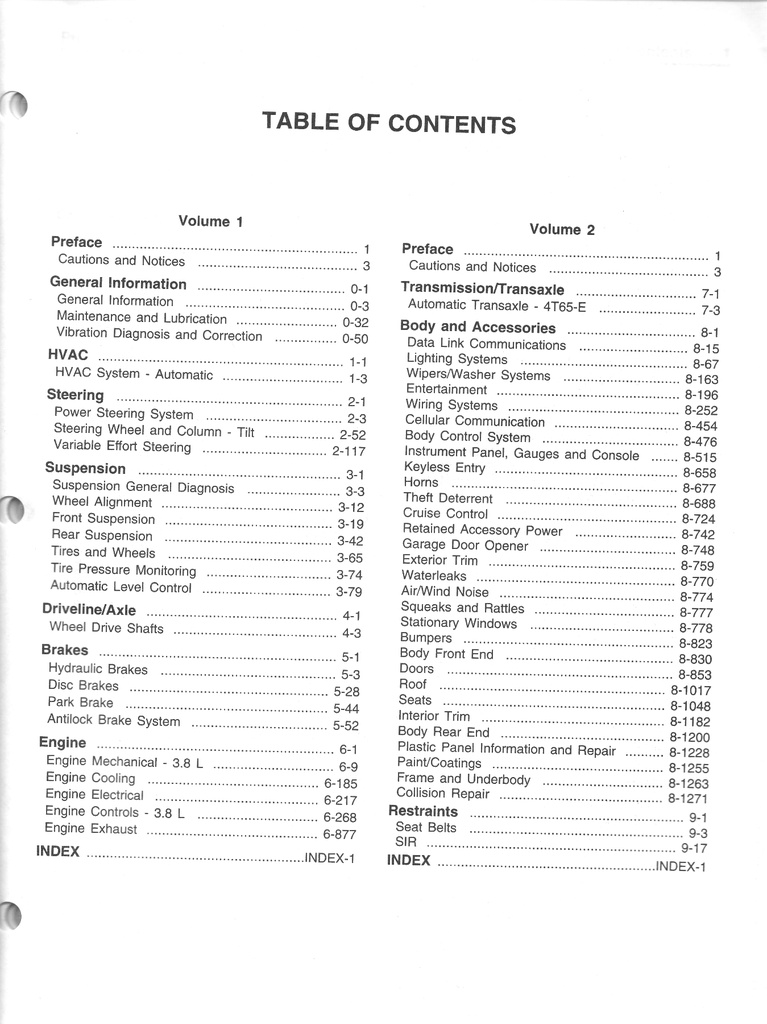 1999 Buick Park Avenue C Platform OEM Shop Service Repair Manual 2 Vol Set