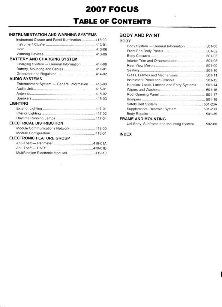 2007 Ford Focus Original OEM Factory Shop Service Repair Workshop Manual