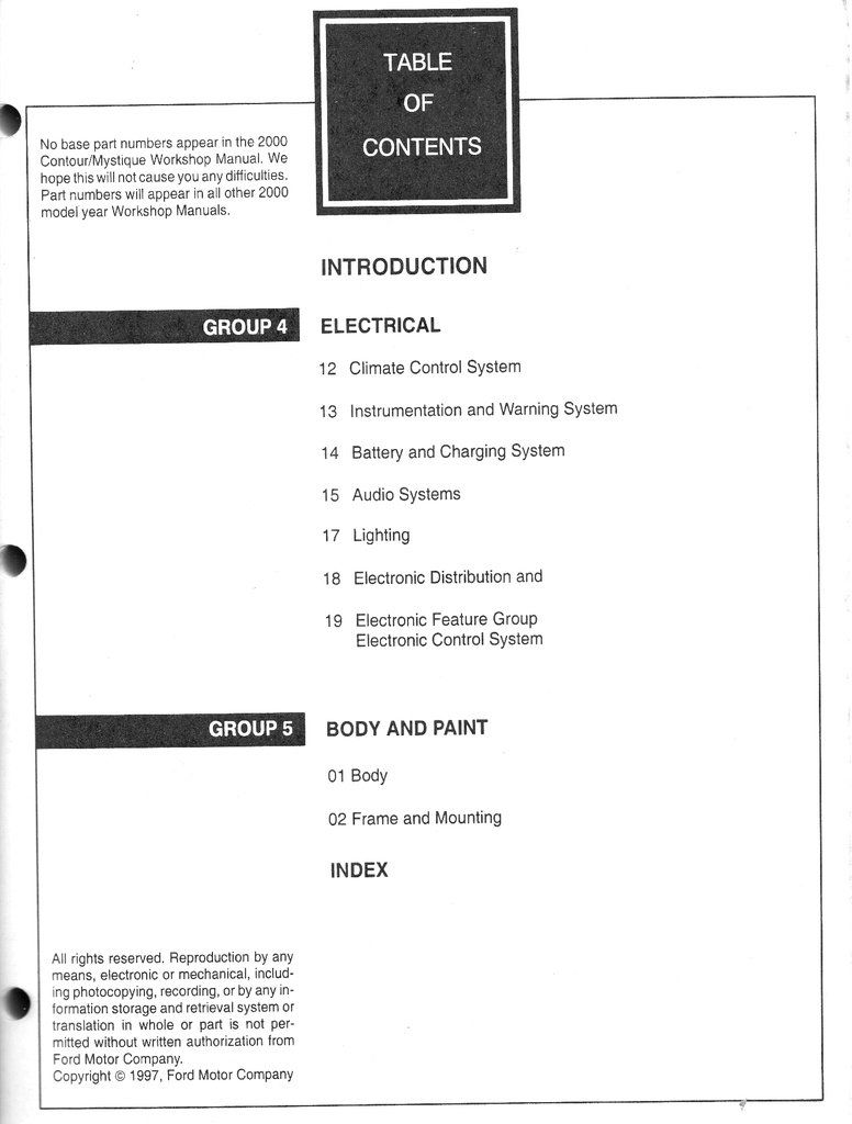 2000 Ford Contour Mercury Mystique Factory Shop Repair Service Workshop Manual Complete 2 Vol. Set