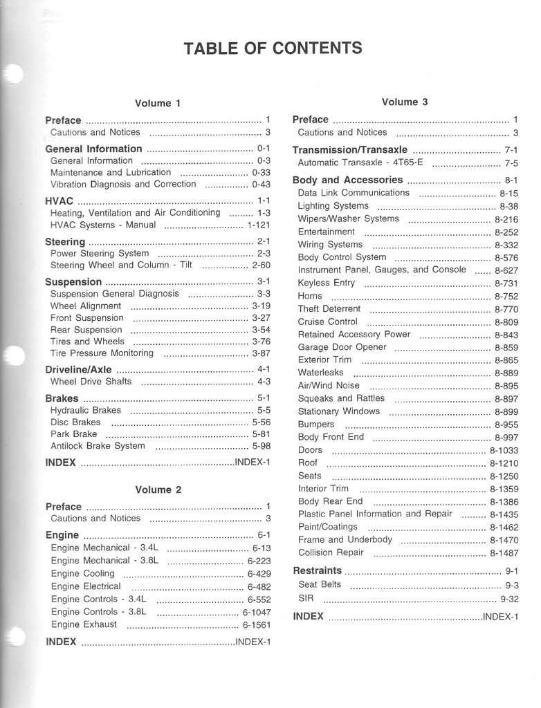 2000 Chevrolet Impala Monte Carlo W-Platform Shop Repair Maintenance Service Manual 3 Vol. Set