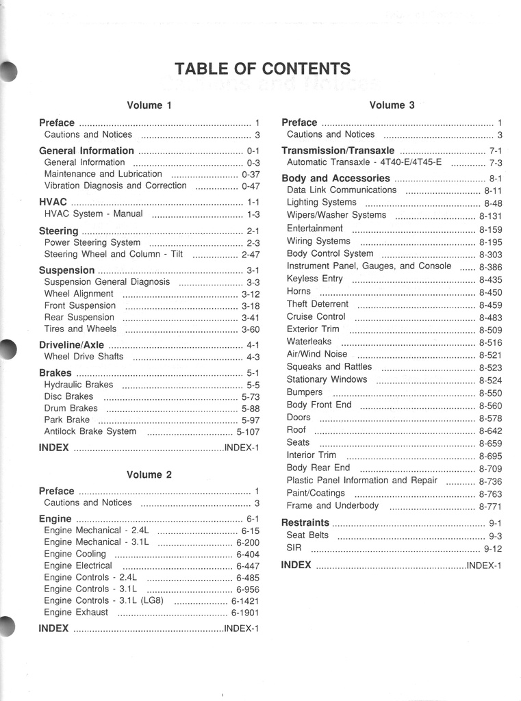1999 Chevrolet Malibu Oldsmobile Cutlass LN Shop Repair Maintenance Service Manual 3 Vol. Set
