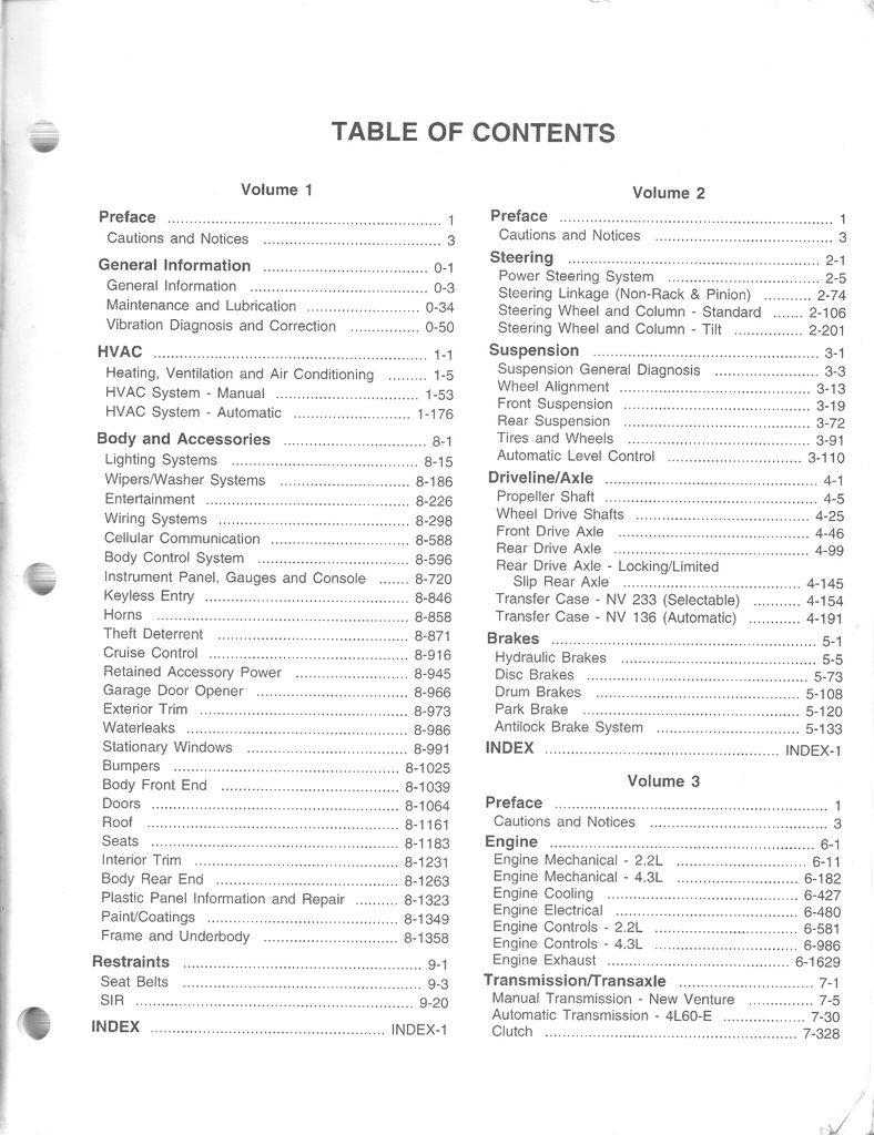 1998 Chevrolet/GMC/Oldsmobile Light Duty Truck S-10 S-15 S/T Models Pickup Sonoma Blazer Jimmy Bravada Shop Repair Service Manual 2nd Edition 3 Vol Set