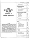 1982 GMC Truck Light Duty Truck S-15 S Series Models Shop Repair Service Manual