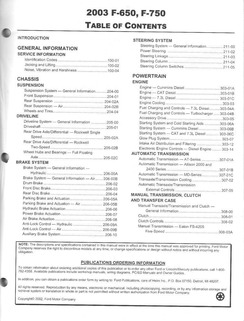 2003 Ford F-650 and F-750 Super Duty Truck Original OEM Factory Shop Service Repair Workshop Manual