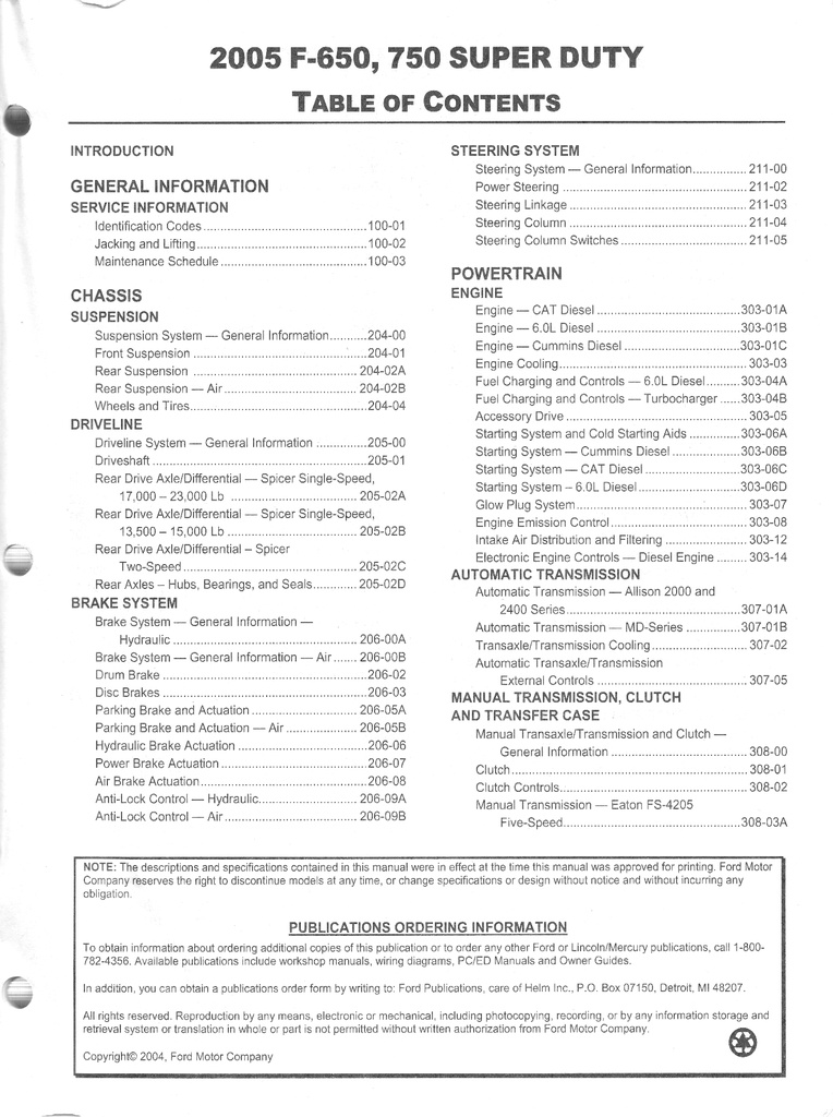 2005 Ford F-650 and F-750 Super Duty Truck Original OEM Factory Shop Service Repair Workshop Manual