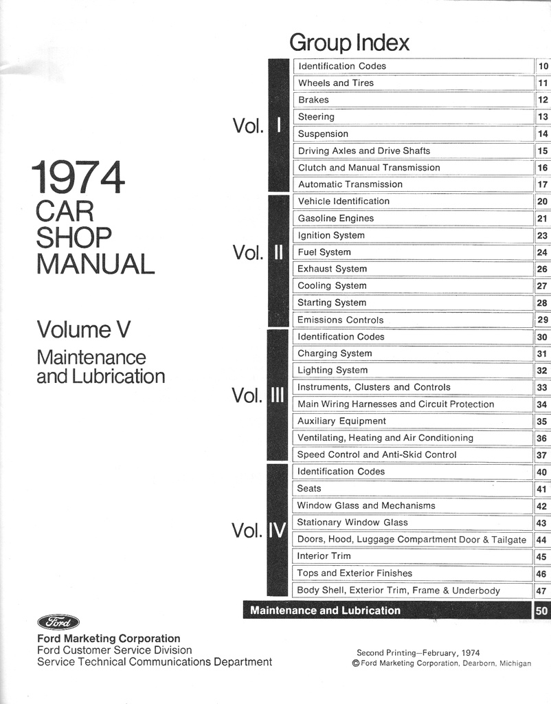 1974 Ford Car Factory OEM Shop Repair Maintenance Service Manual 5 Vol. Set