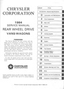 1984 Dodge Ram Full-Size RWD  B150 B250 B350 Van/Wagon Shop Maintenance Repair Service Manual