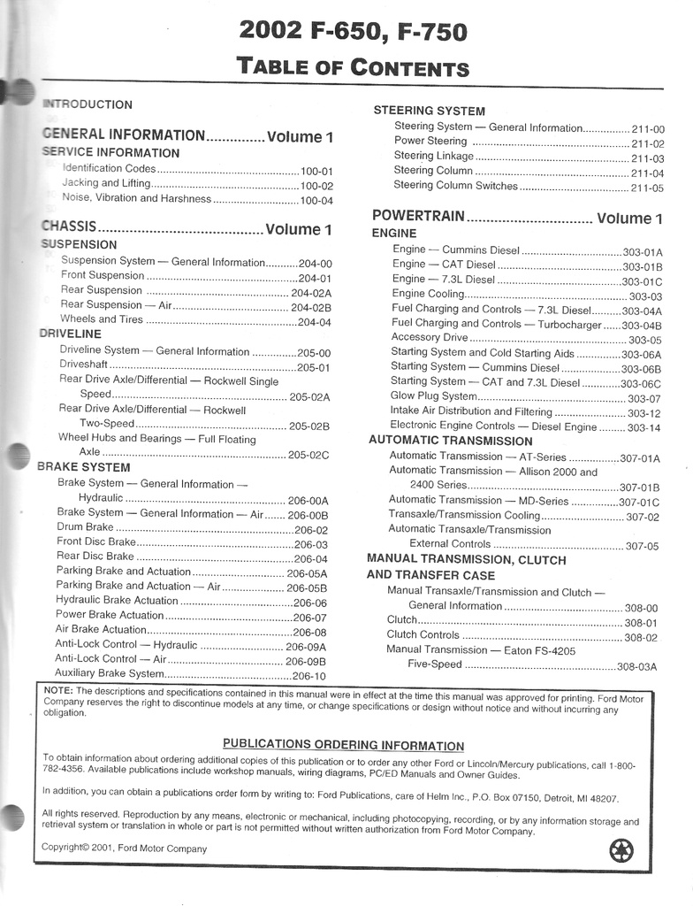 2002 Ford F-650 and F-750 Super Duty Truck Original OEM Factory Shop Service Repair Workshop Manual