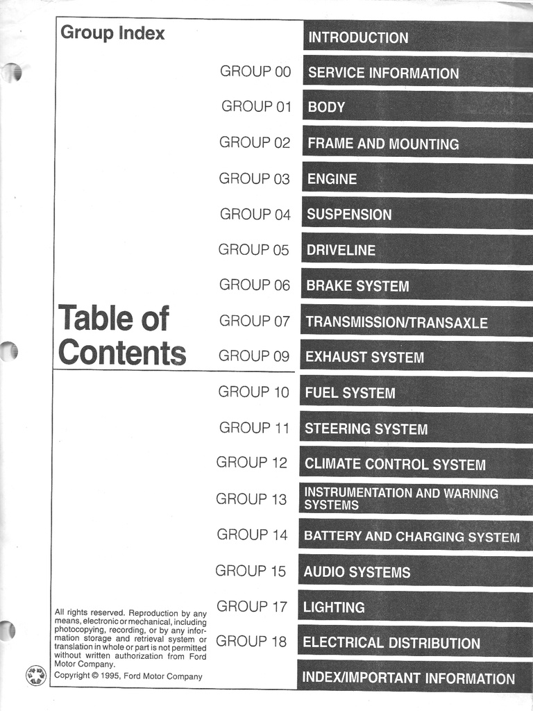 1996 Lincoln Town Car, Ford Crown Victoria, Mercury Grand Marquis Original OEM Factory Shop Repair Service Manual