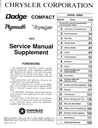 1975 Plymouth Voyager/Dodge Compact Full-Size Van Shop Repair Service Manual Supplement