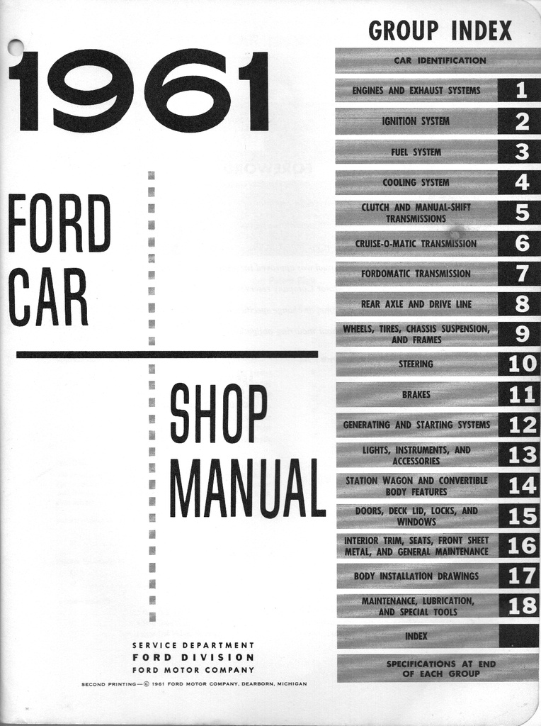 1961 Ford Fairlane, Galaxie,  Sunliner, Starliner, Ranch Wagon Factory OEM Shop Repair Maintenance Service Manual
