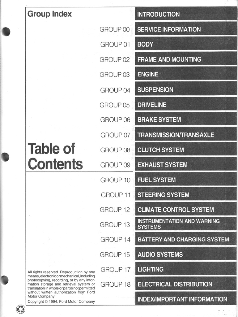 1995 Ford Thunderbird Mercury Cougar XR7 Car Original OEM Factory Shop Repair Service Manual