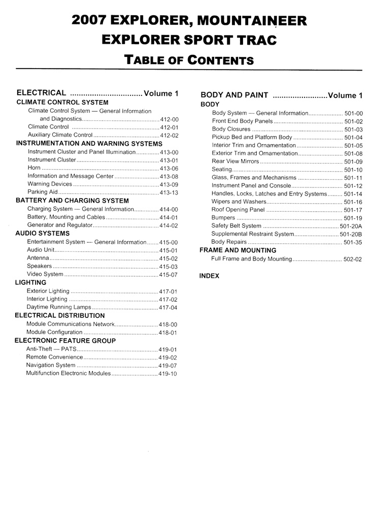 2007 Ford Explorer & Mercury Mountaineer Original OEM Factory Shop Service Workshop Manual 2 Vol Set