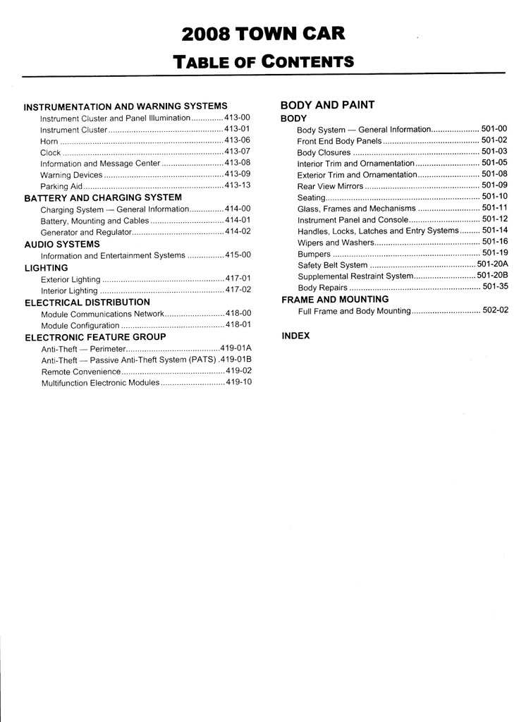 2008 Ford Lincoln Town Car Shop Repair Service Manual