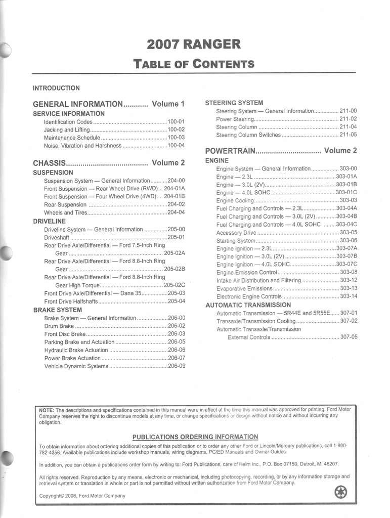 2007 Ford Ranger Pickup Truck Original OEM Factory Shop Repair Maintenance Service Manual Complete 2 Vol. Set