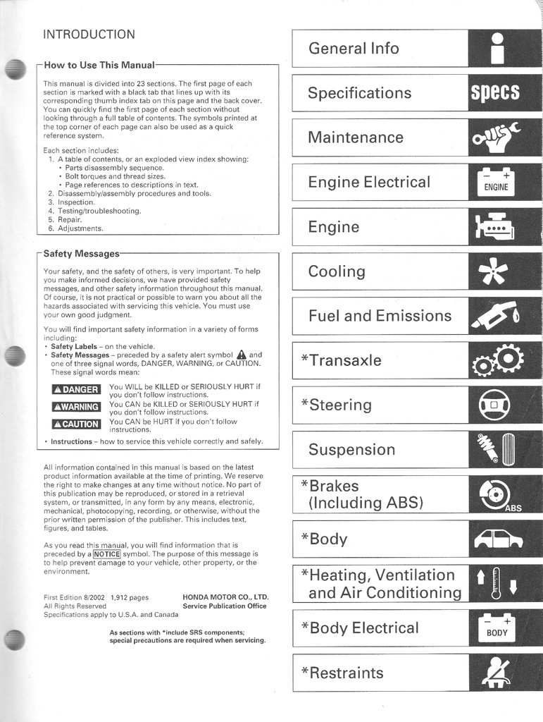2003 Honda Accord Shop Service Repair Manual