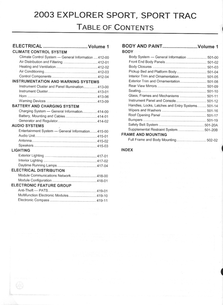 2003 Ford Explorer Sport Trac & Explorer Sport Original OEM Factory Shop Service Workshop Manual