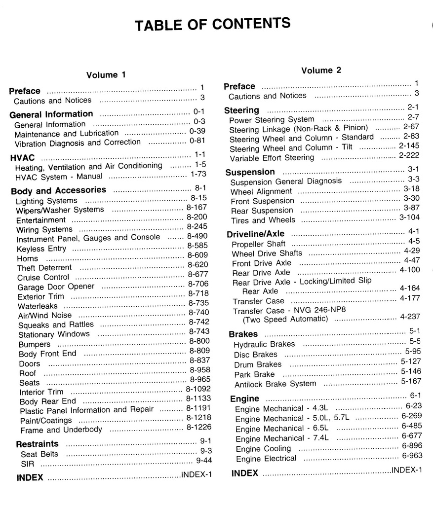 1998 Chevrolet/GMC C/K Truck Shop Repair Maintenance Service Manual 4 Vol. Set—Silverado, Sierra, Yukon, Tahoe, Suburban