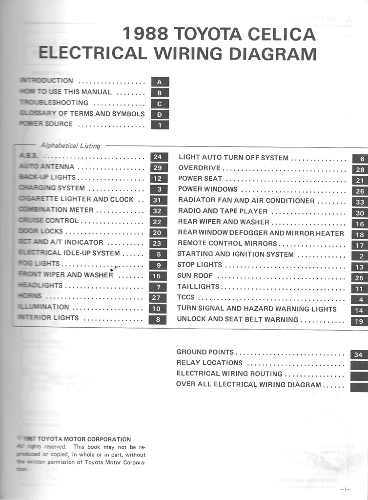 1988 Toyota Celica Includes All-Trac/4WD OEM Shop Service Repair Electrical Wiring Diagram Manual