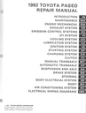 1992 Toyota Paseo OEM Shop Service Repair Manual