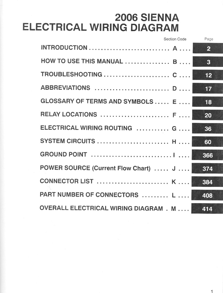 2006 Toyota Sienna OEM Shop Service Repair Electrical Wiring Diagram Manual