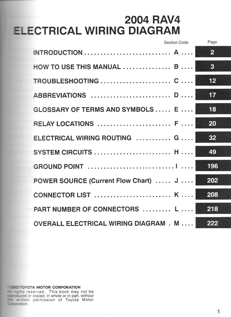 2004 Toyota RAV4 OEM Shop Service Repair Electrical Wiring Diagram Manual