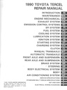 1990 Toyota Tercel OEM Shop Service Repair Manual