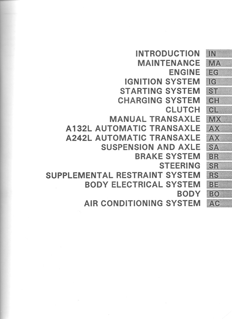 1996 Toyota Tercel OEM Shop Service Repair Manual