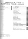 1988 Toyota Tercel Sedan OEM Shop Service Repair Electrical Wiring Diagram Manual