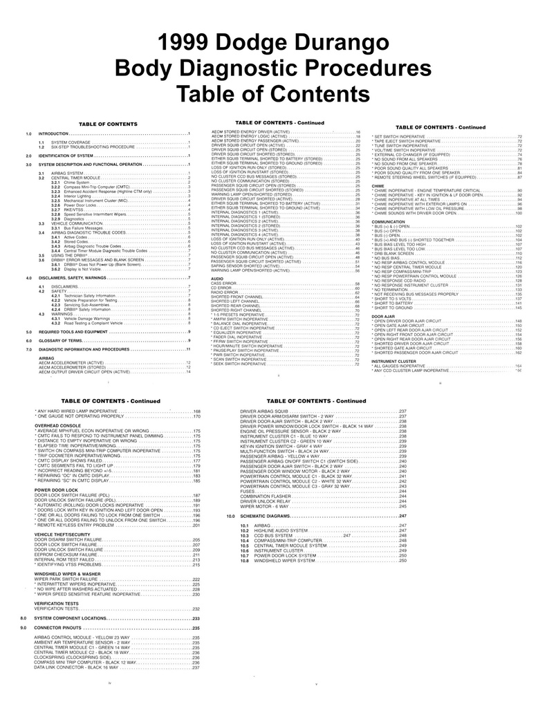1999 Dodge Durango Shop Repair Maintenance Diagnostic Service Manual 5 Vol. Set