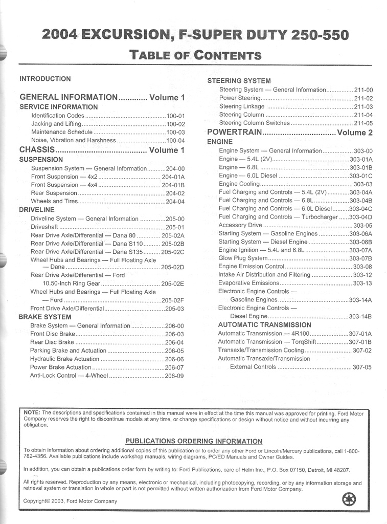 2004 Ford Excursion, F-Super Duty F-250, F-350, F-450, F-550 Original OEM Factory Shop Repair Service Workshop Manual Complete 2 Vol. Set