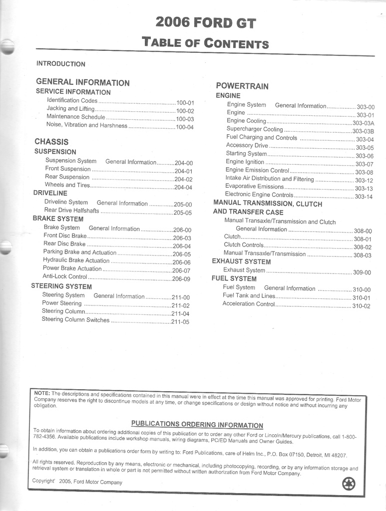 2006 Ford GT OEM Workshop Service Shop Repair Manual
