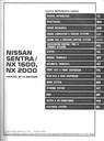 1992 Nissan Sentra/NX1600/NX2000 Shop Repair Service Manual