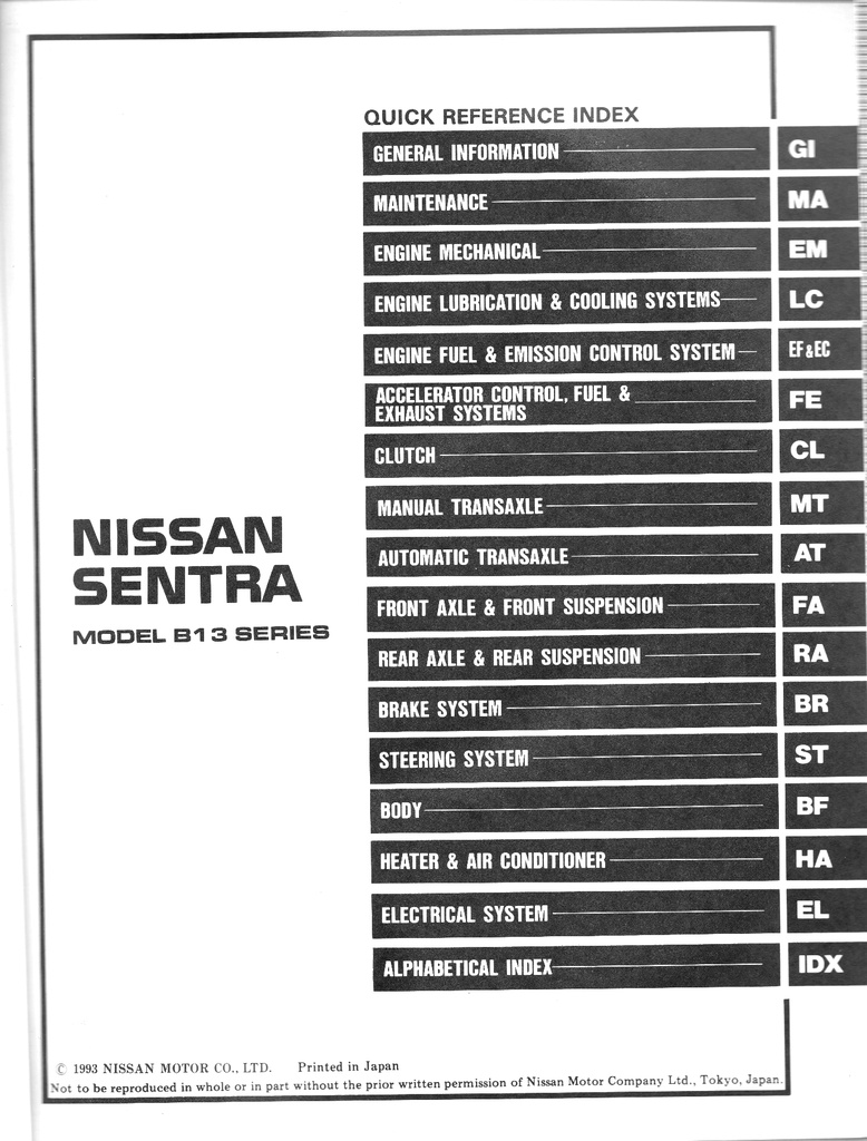 1994 Nissan Sentra Shop Repair Service Manual