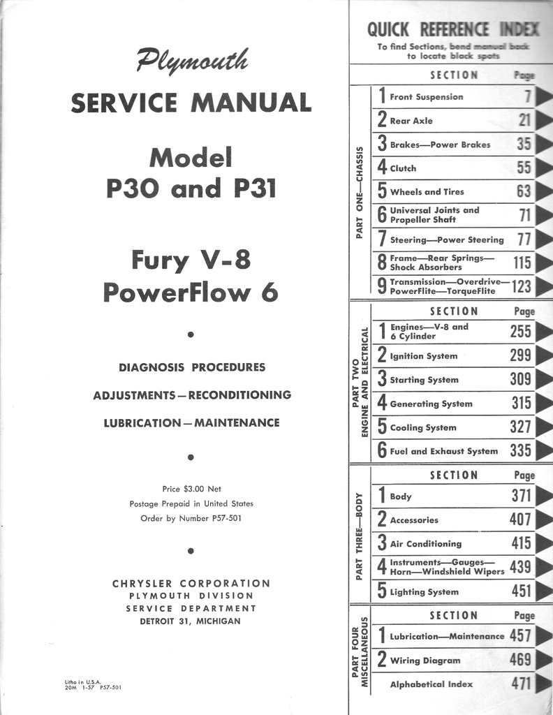 1957 Plymouth Shop Repair Maintenance Service Manual