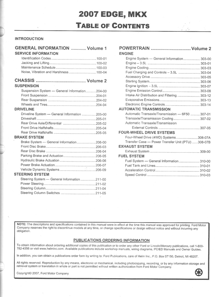 2007 Ford Edge Lincoln MKX Original Factory OEM Shop Service Repair Workshop Manual Set