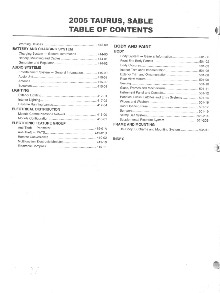 2005 Ford Taurus Mercury Sable Original OEM Factory Shop Repair Service Workshop Manual