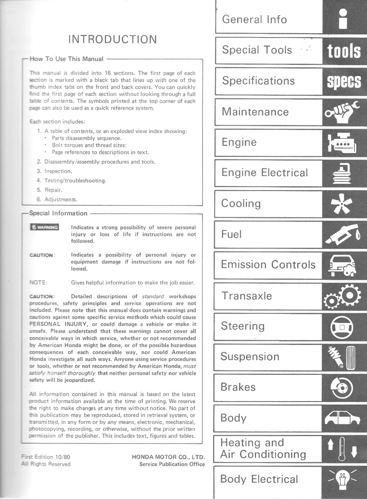 1981 Honda Prelude Shop Service Repair Maintenance Manual