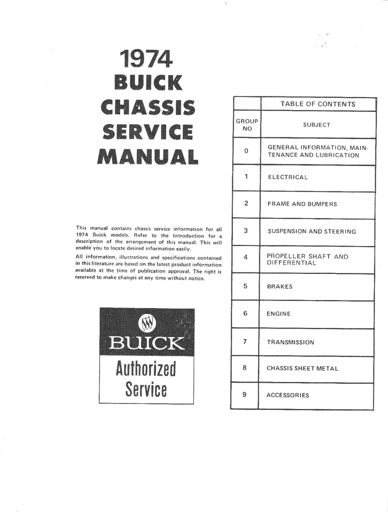 1974 Buick Factory Repair Maintenance Shop Chassis Service Manual