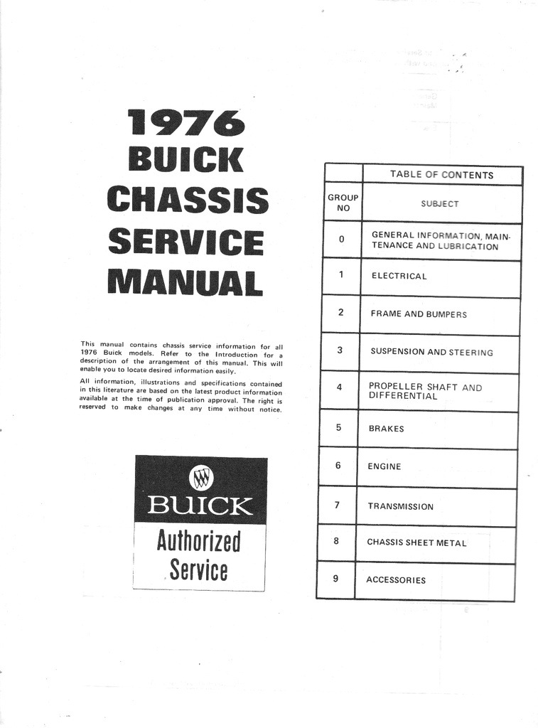 1976 Buick Factory Repair Maintenance Shop Chassis Service Manual All Series