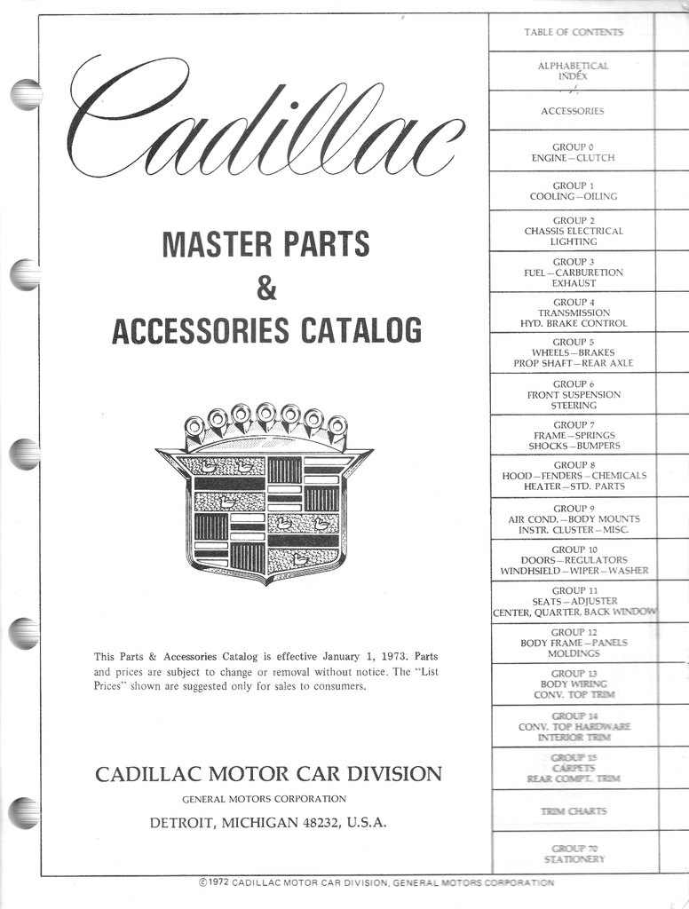 1968-1973 Cadillac Master Parts & Accessories Catalog