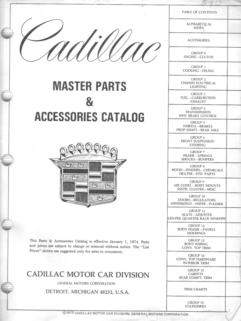 1969-1974 Cadillac Master Parts & Accessories Catalog