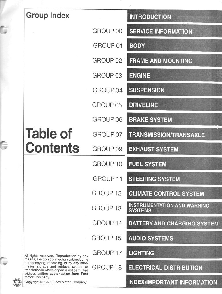 1996 Ford Thunderbird Mercury Cougar XR7 Car Original OEM Factory Shop Repair Service Manual