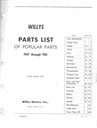 1947-1961 Willys All Models (Willys, Jeep, Jeepster, FC, Car) Popular Parts List